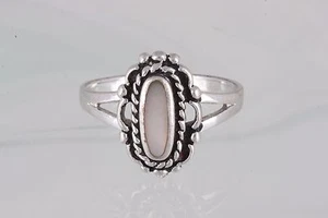 STERLING SILVER THAILAND NF MOTHER OF PEARL STONE RING SIZE 9 925 FINE 9736 - Picture 1 of 3