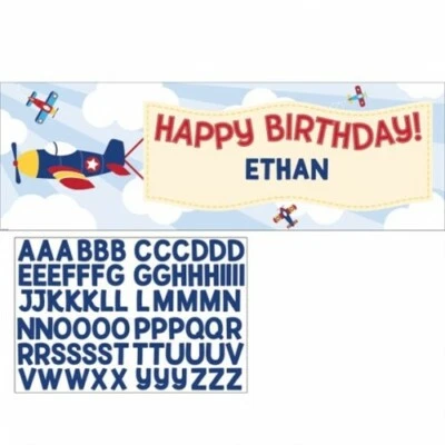 Lil Flyer Airplane Giant Banner w/Letter Stickers 20" x 60" Plastic Plane Sign - Image 1 of 2