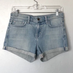 Pantalones Cortos Denim L'AGENCE Azul Lavado Claro Puños Enrollados Talla 25 - Imagen 1 de 5