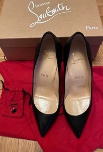 Orig $795 Christian Louboutin Pigalle Follies 100 Black Leather 38.5 Hardly Worn - Picture 1 of 6