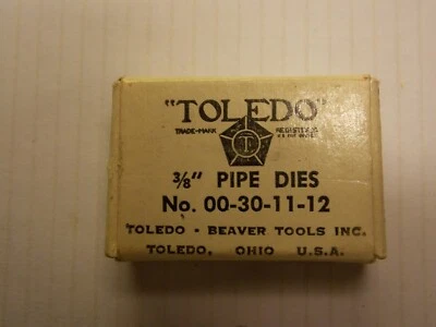 TOLEDO 3/8" NPT PIPE THREADING DIES RIGHT HAND No. 00-30-11-12 - Image 1 of 3
