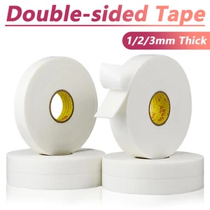 Strong Double Sided Mounting Tape White Adhesive Padded Sticky Tape 1-3mm Thick - Picture 1 of 25