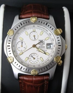 TAG Heuer Acciaio e oro 2000 Automatic Crono - Cinturino Pelle - Swiss made - Picture 1 of 15