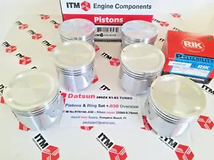 Pistons with Ring Set +.030 O/S fits Datsun 280ZX Turbo 81-83 - Japanese Rings - Picture 1 of 5