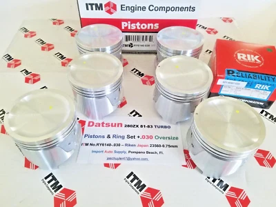 Pistons with Ring Set +.030 O/S fits Datsun 280ZX Turbo 81-83  - Japanese Rings - Image 1 of 4