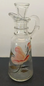 Vintage Hazel Atlas 'Hand-Painted' Rose Oil Cruet With Stopper - Picture 1 of 8