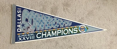1993 Dallas Cowboys Super Bowl XXVIII Чемпионы Спина к Спине Вымпел Айкман Смит - Изображение 1 из 4