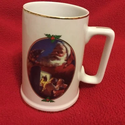 Taza Coca Cola 1996 edición coleccionista "para Santa" sin usar, borde dorado 4 1/2" de alto Foto 1 de 4