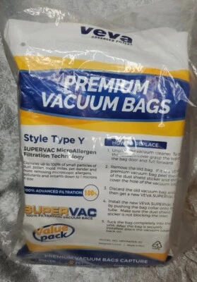 VEVA Premium SuperVac Vacuum Bags Type Y 30 Bags 100% Filtration Hoover - Image 1 of 4