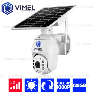 VIMEL 4G Security Camera 128GB 24/7 Solar Panel Flood Light Outdoor PTZ Remote View