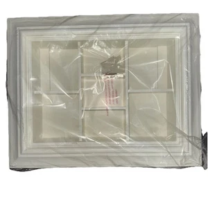 White Wood Wall Hanging Shadowbox Recessed 7 Cubed Shelf Flush Mount Fancy Trim - Picture 1 of 15