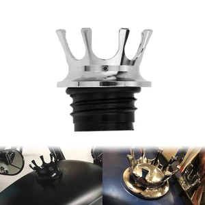 Chrome King Crown Vented Fuel Tank Gas Cap Right Thread For Harley Touring Dyna - Picture 1 of 12