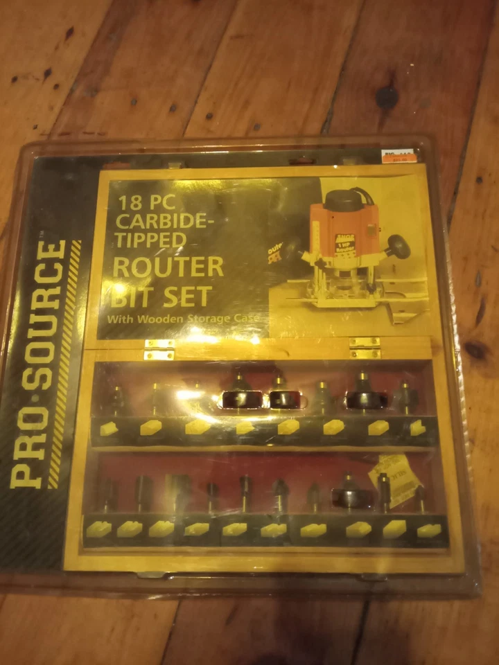 Juego de brocas de enrutador con punta de carburo Pro Source 18 piezas (con estuche de almacenamiento de madera)  Foto 1 de 1