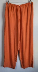 Pantalones de Seda Judith Hart Naranja Talla 12 Pull On Vintage Pierna Ancha Verano Playa - Imagen 1 de 8