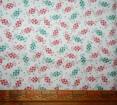 Riley Blake Merry Christmas candy cotton quilt fabric white peppermint 20 in red - Image 1 of 4