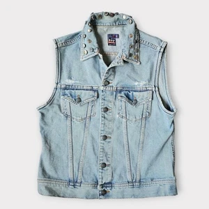 Boy London Vintage Unisex Size L Denim Distressed Cropped Jacket with Badges - Foto 1 di 14