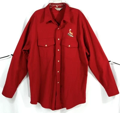 Camisa masculina vintage corrida inverno bordada veado peso pesado flanela botão para baixo G - Imagem 1 de 4