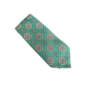 Gant 100% Silk Tie Green Geometric Paisley Pattern Made in USA 59.5" x 3.25" - Picture 1 of 6