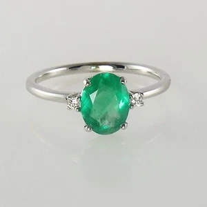 Ring mit 1,16 ct Smaragd und 0,05 ct Diamanten – 750 Gold – hergestellt Italien - Bild 1 von 4