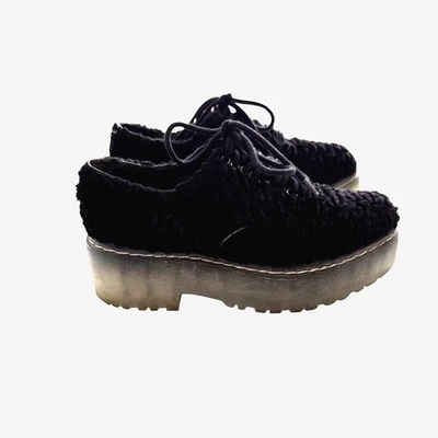 Jeffrey Campbell Baird Oxford Shoes 7 Clear Lug Sole Platform Sherpa Whimsigoth - Image 1 of 4