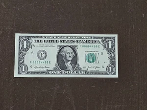 2021 $1 Binary F88884488E UNC with 6 of kind 8s and pair 4s ungraded - Picture 1 of 2