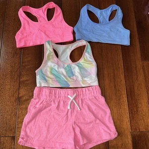Youth Small Cheer Sports Bra Tops Lot Of 3 Old Navy Shorts Sz 8 Exc Condition - Picture 1 of 9
