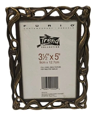 NEW! FURIO Brass Photo Frame Contemporary Rose  5"Wx6.5"H Photo 3.5"x5" - Image 1 of 4