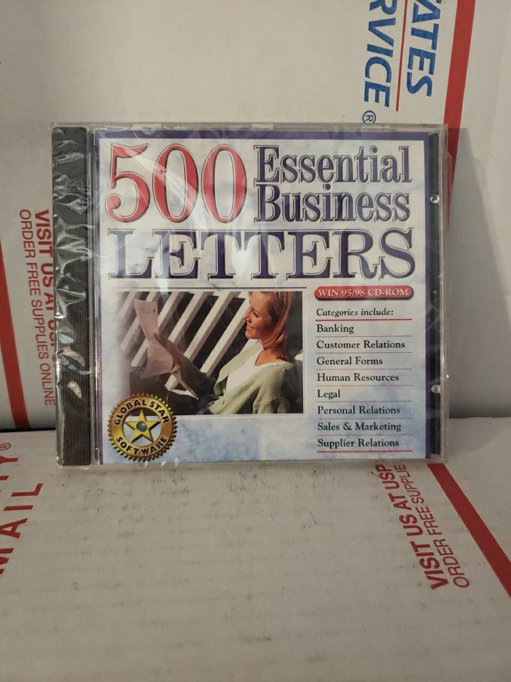 New Sealed 500 Letters Business Letters Win 95/98 • CD-ROM ~ Shelf177 - Image 1 of 2