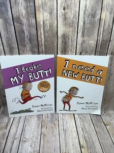 DAWN MCMILLAN, I NEED A NEW BUTT & I BROKE MY BUTT Book Lot of 2 funny kids - Picture 1 of 10
