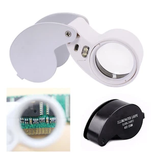 40X Illuminated Jewelers Eye Loupe Magnifier, Foldable Jewelry Magnifier Pocket - Picture 1 of 15