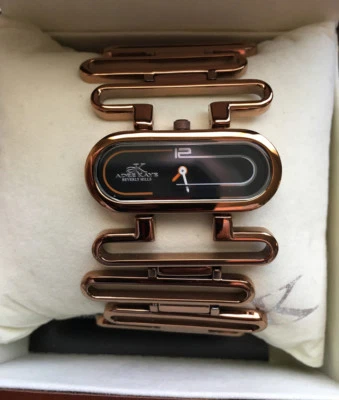 ADEE KAYE LADIES AK2222-LIPBR L/BK QUARTZ WATCH NEW ROSE BRACELET BLACK DIAL RG - Image 1 of 4