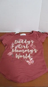 BEAUTEES~CAMISA TOP MALVA MANGA CORTA PAPÁ NIÑA MAMÁ MUNDO~Niñas 5~NUEVA CON ETIQUETAS - Imagen 1 de 4