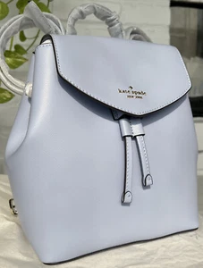 Nueva mochila de cuero Kate Spade Lizzie con solapa mediana cordón azul maíz - Imagen 1 de 12
