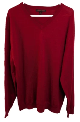 Linea Uomo, Men's v neck sweater, red, wool blend, sweater, size XXL - Image 1 of 3