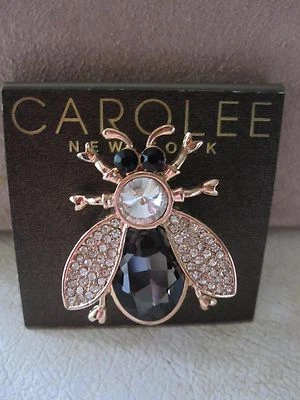 NUEVO CON ETIQUETAS Carolee adorable insecto/abeja prendedor - tono oro rosa, piedras pavé, cristales - $45 Foto 1 de 4