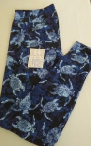 BUTTERY SOFT LULAROE SIZE TC2 NEW NAVY LEGGINGS WITH SEA TURTLES - Picture 1 of 4