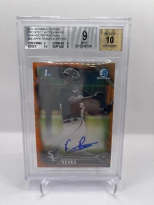 2016 Bowman Chrome Prospects orangefarbener Refraktor /25 Franklin Reyes BGS 9 Auto 10 - Bild 1 von 2