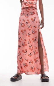 Topshop Tall Womens Cherry Blossom Split Maxi Skirt In Pink RRP £38 - Picture 1 of 29