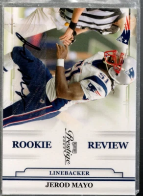 B1285- 2009 Playoff Prestige Rookie Review Autographs #26 Jerod Mayo Auto /50 - Image 1 of 2