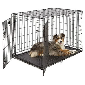 Double Door Metal Dog Crate 42 In Including Partition Board Easy Assemble Black - Picture 1 of 24