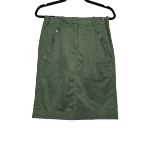 Gonna donna J.Crew verde utility chino a matita taglia 2 nuova con etichetta - Foto 1 di 4