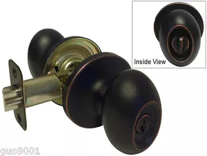 Entry Entrance keyed Oil Rubbed Bronze Oval Egg shape door handle Knob lock - Picture 1 of 2