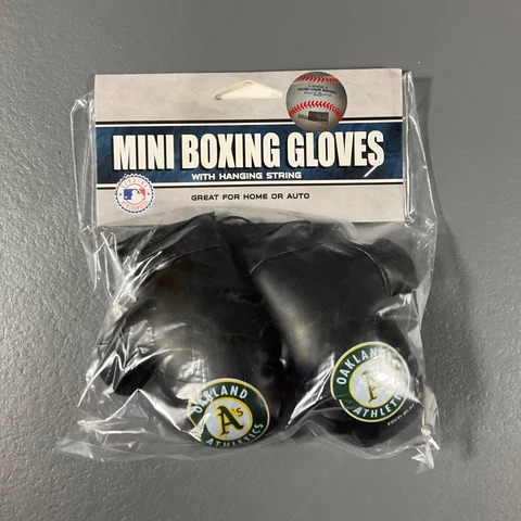 Oakland Athletics MLB Baseball Mini Boxing Gloves with Hanging String Black Cover
