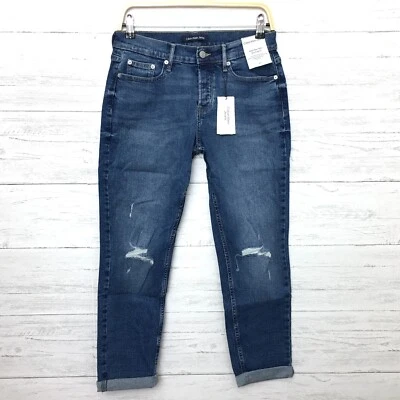 NEW Calvin Klein Women's Jeans Mid Rise Slim Fit Boyfriend Button Fly 27 x 29" - Image 1 of 4