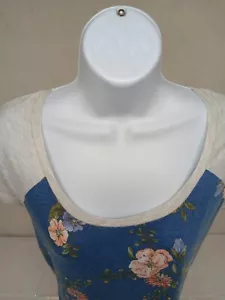 CAMICIA T-SHIRT TORRID DONNA TAGLIE FORTI 1 BLU FLOREALE MANICA CORTA GRIGIA - Foto 1 di 11