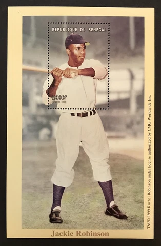 SENEGAL JACKIE ROBINSON STAMPS SOUVENIR SHEET BASEBALL STAMPS SPORTS BATTING Cover