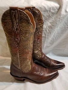 Boulet Snip Toe Wing Tip Boots 6c Women’s s brown leather Snake - Picture 1 of 1