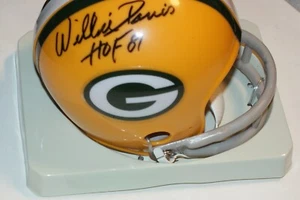 MINI CASCO RETRO FIRMADO POR WILLIE DAVIS GREEN BAY PACKERS HOF 81 CERTIFICADO DE AUTENTICIDAD - Imagen 1 de 1