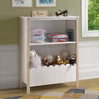 Single Bin Kid's Bookcase With 2 Shelves, White And Natural