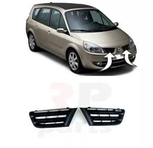 PER RENAULT SCENIC 2007 - 2009 NUOVO PARAURTI ANTERIORE GRIGLIA CENTRALE SUPERIORE COPPIA NERA - Foto 1 di 3
